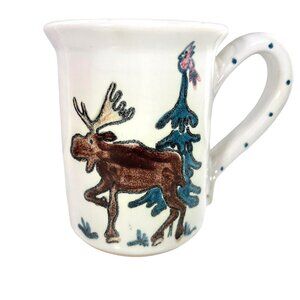 Buffalo Mountain Pottery Moose Mug Tree Handmade Ceramic Cup Red Bird Colorado